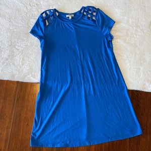 Women's Speechless Blue Tunic Dress with Cut Out Detail on Shoulders size L